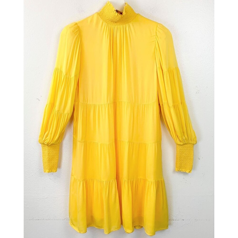 NWT  Alice + Olivia Karena Smock Neck Long Balloon Sleeve Mini Dress Size P - Picture 2 of 9